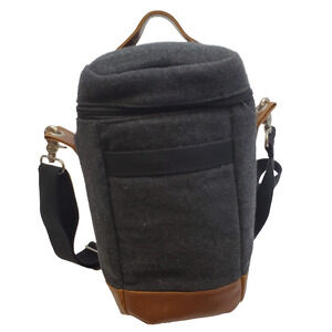 Field & Co Gray Flannel Crossbody Insulated Lunch Bag Faux Leather Accents Adult